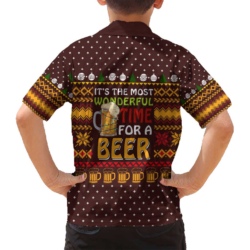 Christmas Its The Most Wonderful Time For A Beer Family Matching Summer Maxi Dress and Hawaiian Shirt Xmas Holiday Patterns - Wonder Print Shop