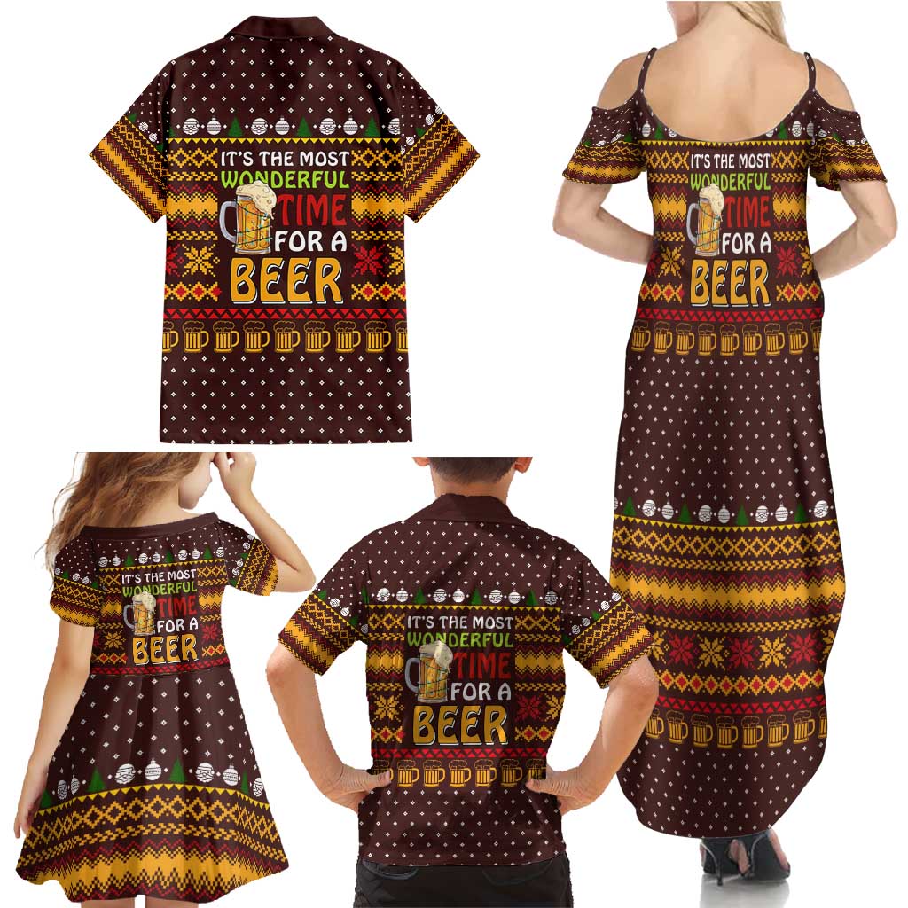 Christmas Its The Most Wonderful Time For A Beer Family Matching Summer Maxi Dress and Hawaiian Shirt Xmas Holiday Patterns - Wonder Print Shop