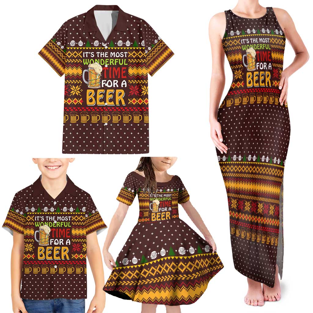 Christmas Its The Most Wonderful Time For A Beer Family Matching Tank Maxi Dress and Hawaiian Shirt Xmas Holiday Patterns - Wonder Print Shop
