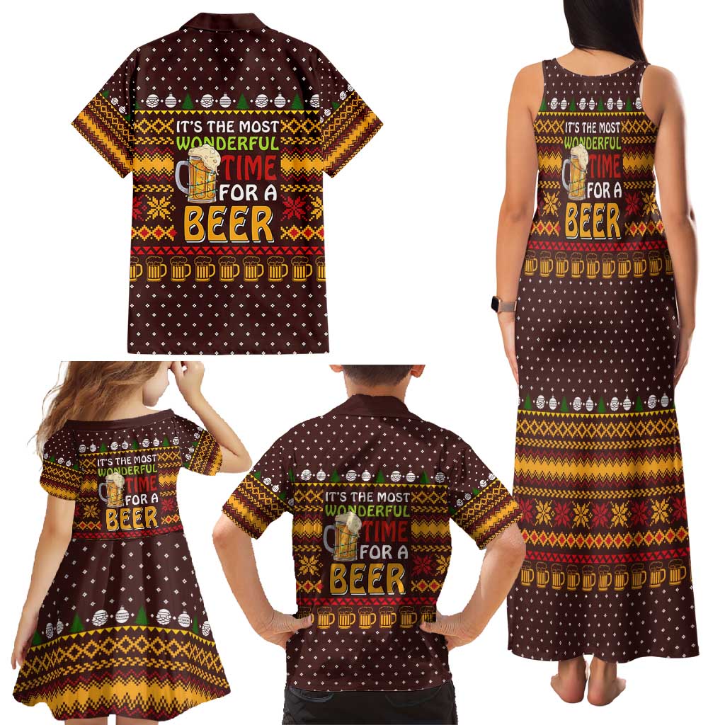 Christmas Its The Most Wonderful Time For A Beer Family Matching Tank Maxi Dress and Hawaiian Shirt Xmas Holiday Patterns - Wonder Print Shop