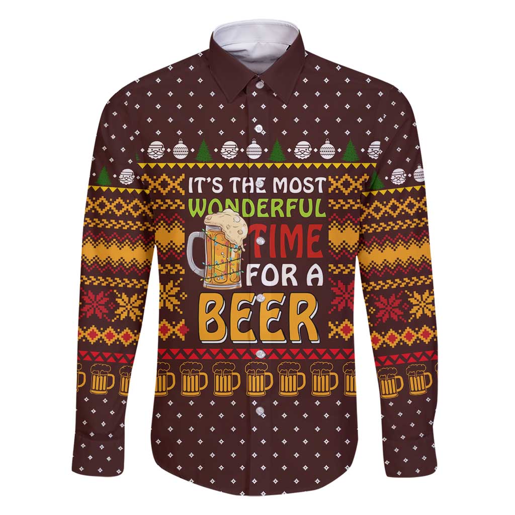 Christmas Its The Most Wonderful Time For A Beer Family Matching Tank Maxi Dress and Hawaiian Shirt Xmas Holiday Patterns - Wonder Print Shop