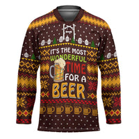 Christmas Its The Most Wonderful Time For A Beer Hockey Jersey Xmas Holiday Patterns - Wonder Print Shop