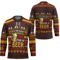 Christmas Its The Most Wonderful Time For A Beer Hockey Jersey Xmas Holiday Patterns - Wonder Print Shop