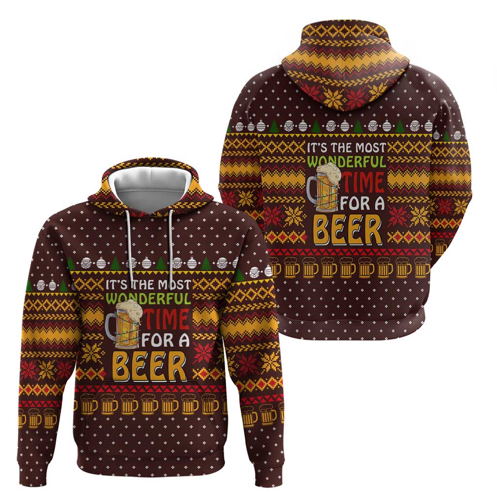 Christmas Its The Most Wonderful Time For A Beer Hoodie Xmas Holiday Patterns - Wonder Print Shop