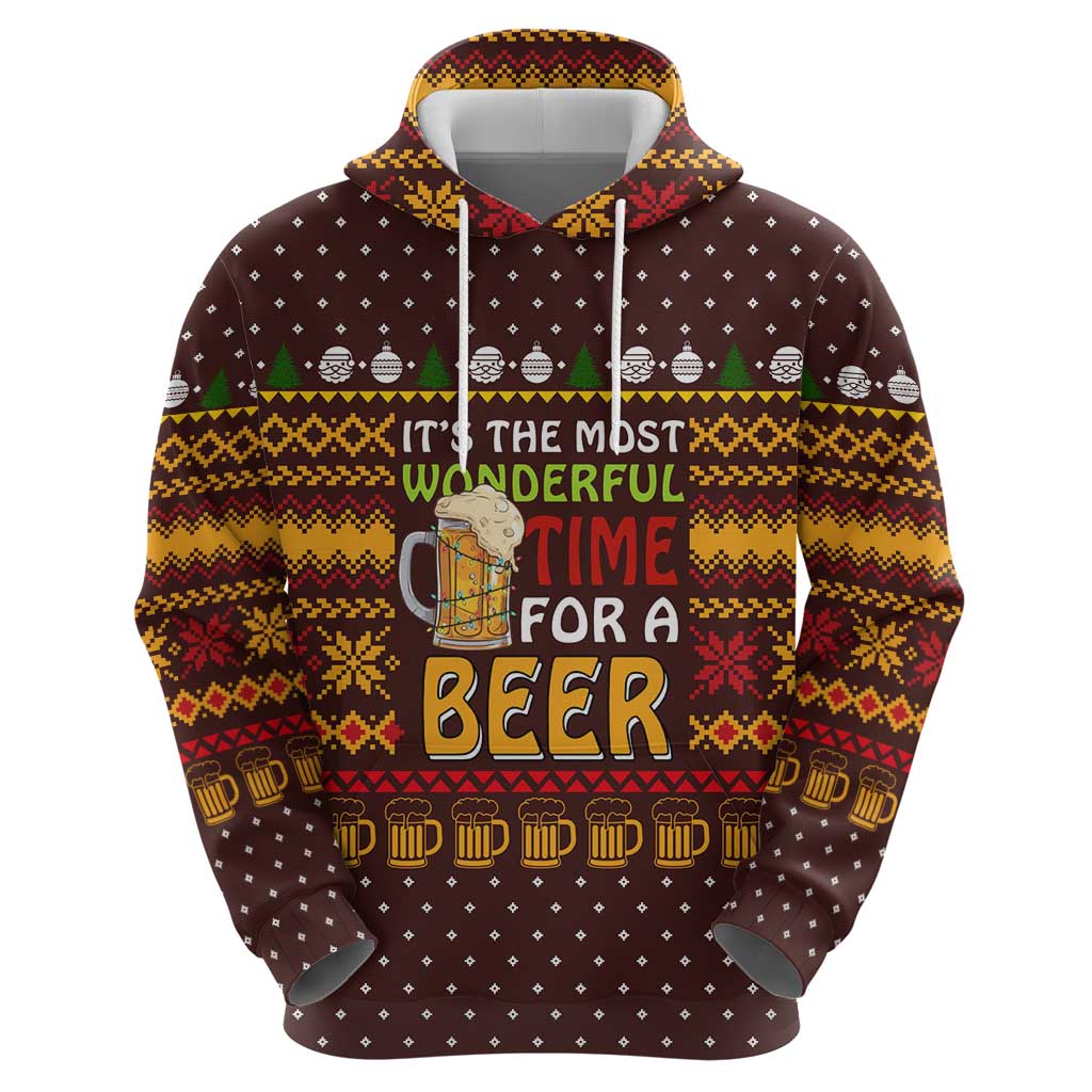 Christmas Its The Most Wonderful Time For A Beer Hoodie Xmas Holiday Patterns - Wonder Print Shop