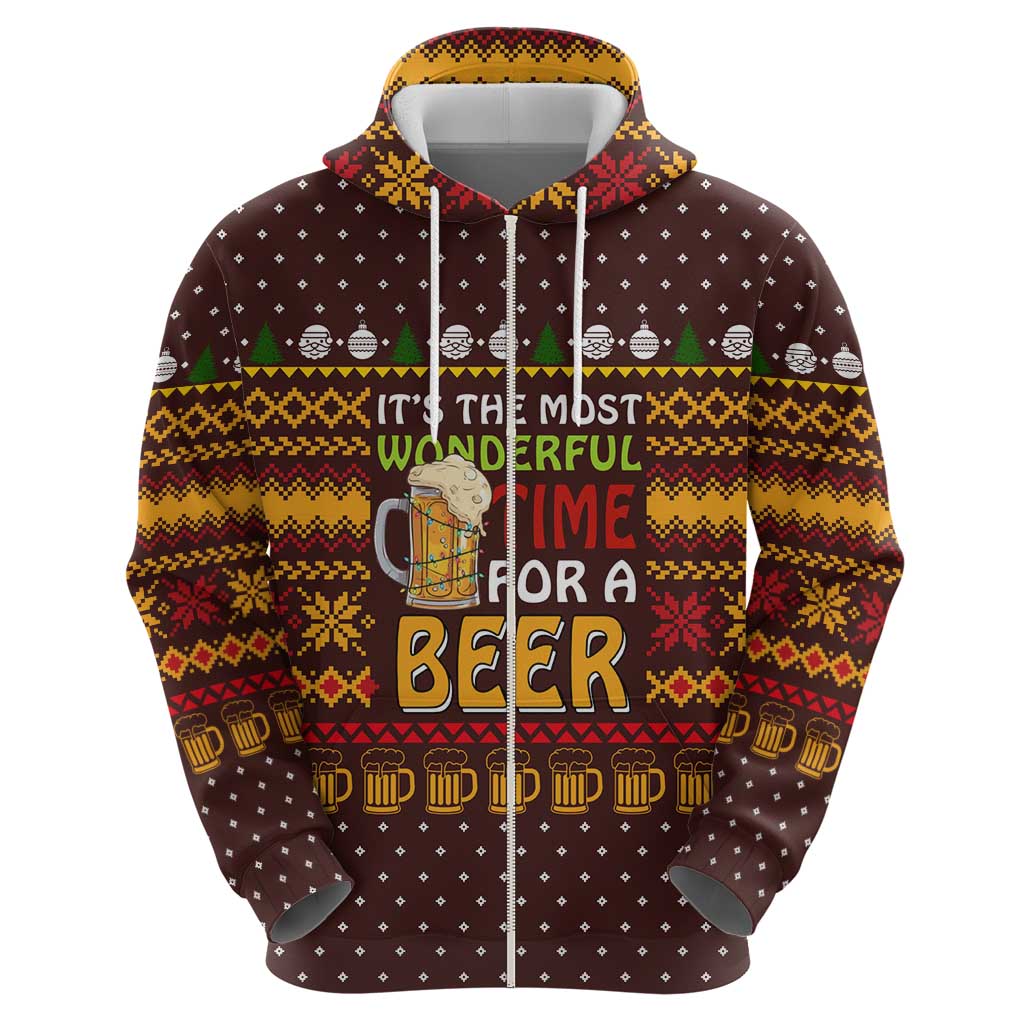 Christmas Its The Most Wonderful Time For A Beer Hoodie Xmas Holiday Patterns - Wonder Print Shop