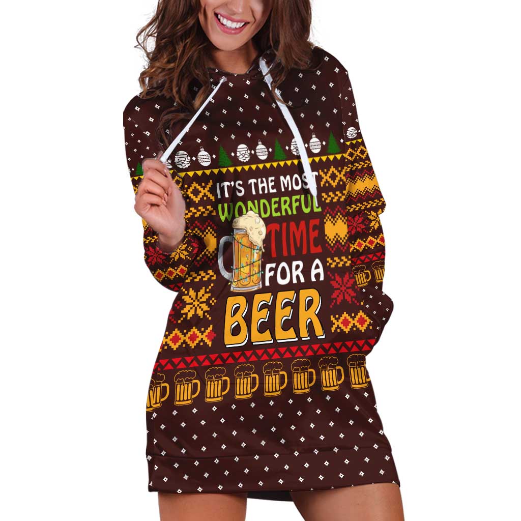 Christmas Its The Most Wonderful Time For A Beer Hoodie Dress Xmas Holiday Patterns - Wonder Print Shop