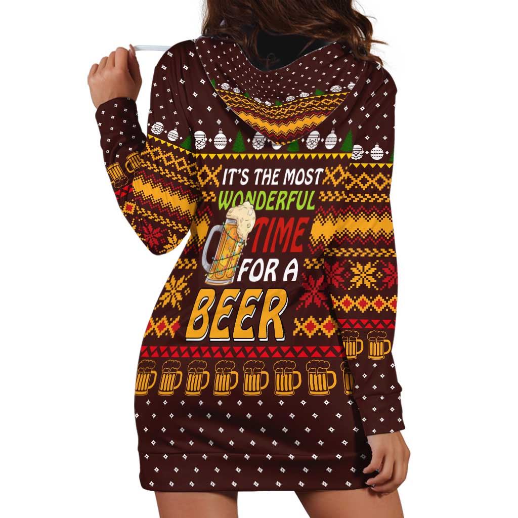 Christmas Its The Most Wonderful Time For A Beer Hoodie Dress Xmas Holiday Patterns - Wonder Print Shop