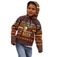Christmas Its The Most Wonderful Time For A Beer Kid Hoodie Xmas Holiday Patterns - Wonder Print Shop