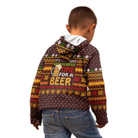 Christmas Its The Most Wonderful Time For A Beer Kid Hoodie Xmas Holiday Patterns - Wonder Print Shop
