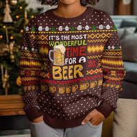 Christmas Its The Most Wonderful Time For A Beer Kid Ugly Christmas Sweater Xmas Holiday Patterns - Wonder Print Shop