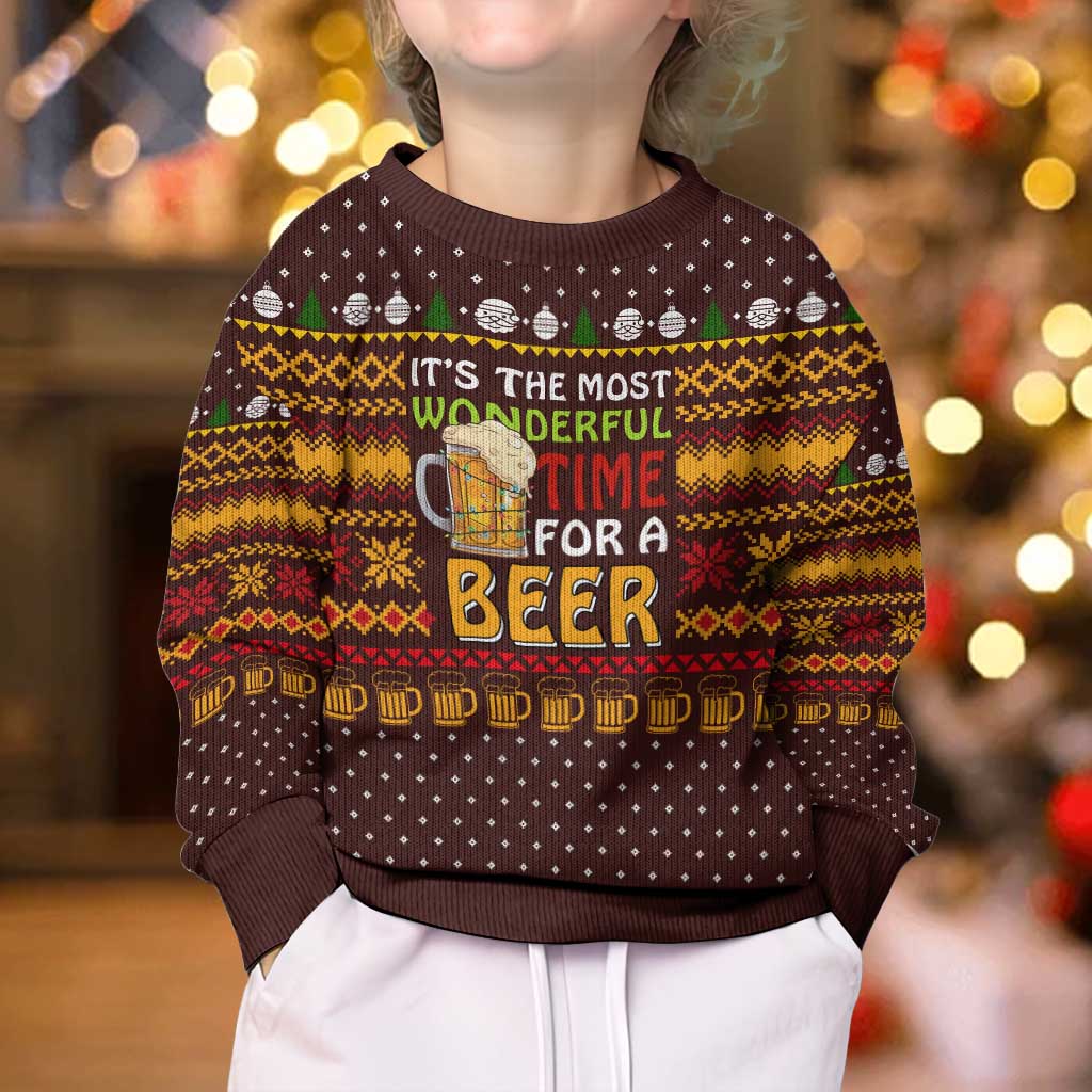 Christmas Its The Most Wonderful Time For A Beer Kid Ugly Christmas Sweater Xmas Holiday Patterns - Wonder Print Shop