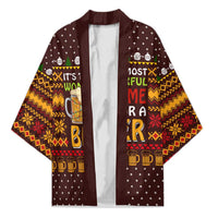 Christmas Its The Most Wonderful Time For A Beer Kimono Xmas Holiday Patterns - Wonder Print Shop