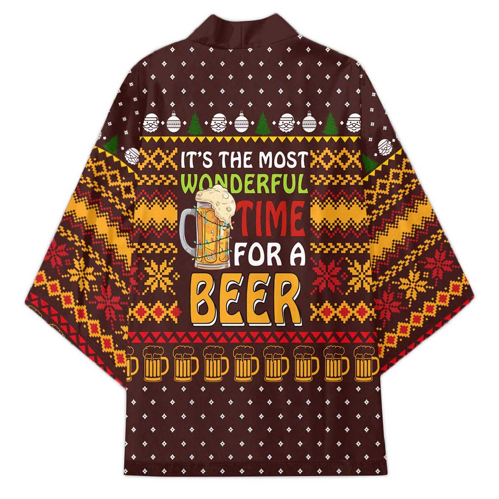 Christmas Its The Most Wonderful Time For A Beer Kimono Xmas Holiday Patterns - Wonder Print Shop
