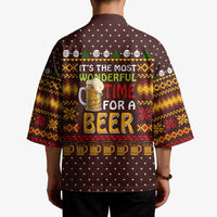 Christmas Its The Most Wonderful Time For A Beer Kimono Xmas Holiday Patterns - Wonder Print Shop