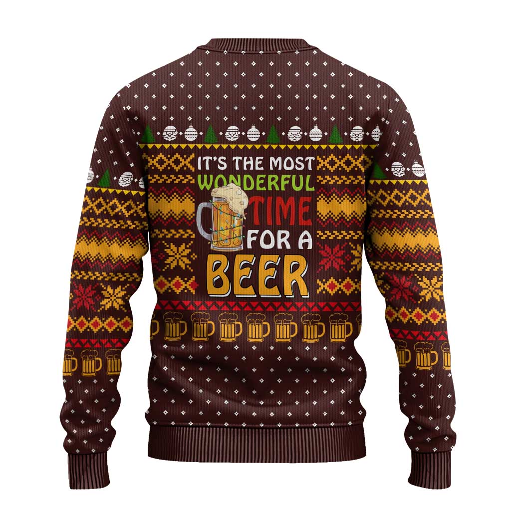 Christmas Its The Most Wonderful Time For A Beer Ugly Christmas Sweater Xmas Holiday Patterns - Wonder Print Shop