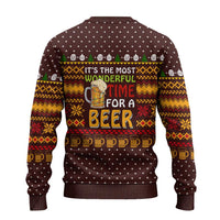 Christmas Its The Most Wonderful Time For A Beer Ugly Christmas Sweater Xmas Holiday Patterns - Wonder Print Shop