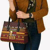 Christmas Its The Most Wonderful Time For A Beer Leather Bag Xmas Holiday Patterns - Wonder Print Shop