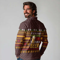 Christmas Its The Most Wonderful Time For A Beer Long Sleeve Polo Shirt Xmas Holiday Patterns - Wonder Print Shop