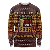 Christmas Its The Most Wonderful Time For A Beer Long Sleeve Shirt Xmas Holiday Patterns - Wonder Print Shop