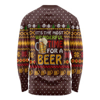 Christmas Its The Most Wonderful Time For A Beer Long Sleeve Shirt Xmas Holiday Patterns - Wonder Print Shop