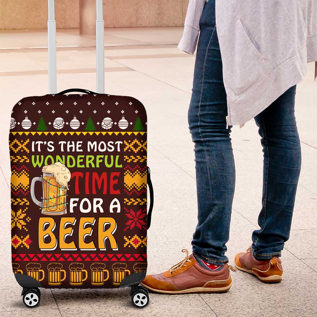 Christmas Its The Most Wonderful Time For A Beer Luggage Cover Xmas Holiday Patterns - Wonder Print Shop