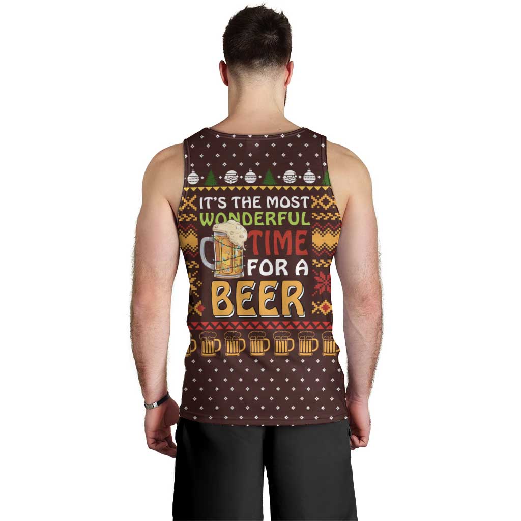 Christmas Its The Most Wonderful Time For A Beer Men Tank Top Xmas Holiday Patterns - Wonder Print Shop