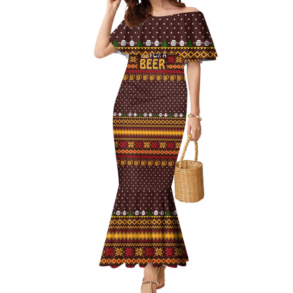 Christmas Its The Most Wonderful Time For A Beer Mermaid Dress Xmas Holiday Patterns - Wonder Print Shop
