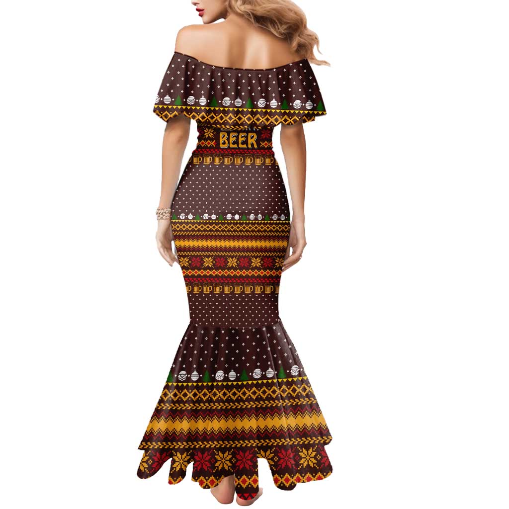 Christmas Its The Most Wonderful Time For A Beer Mermaid Dress Xmas Holiday Patterns - Wonder Print Shop