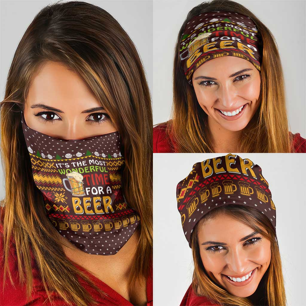 Christmas Its The Most Wonderful Time For A Beer Neck Gaiter Xmas Holiday Patterns - Wonder Print Shop