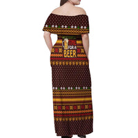 Christmas Its The Most Wonderful Time For A Beer Off Shoulder Maxi Dress Xmas Holiday Patterns - Wonder Print Shop