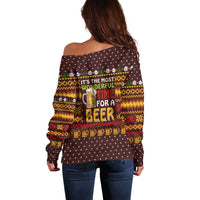 Christmas Its The Most Wonderful Time For A Beer Off Shoulder Sweater Xmas Holiday Patterns - Wonder Print Shop