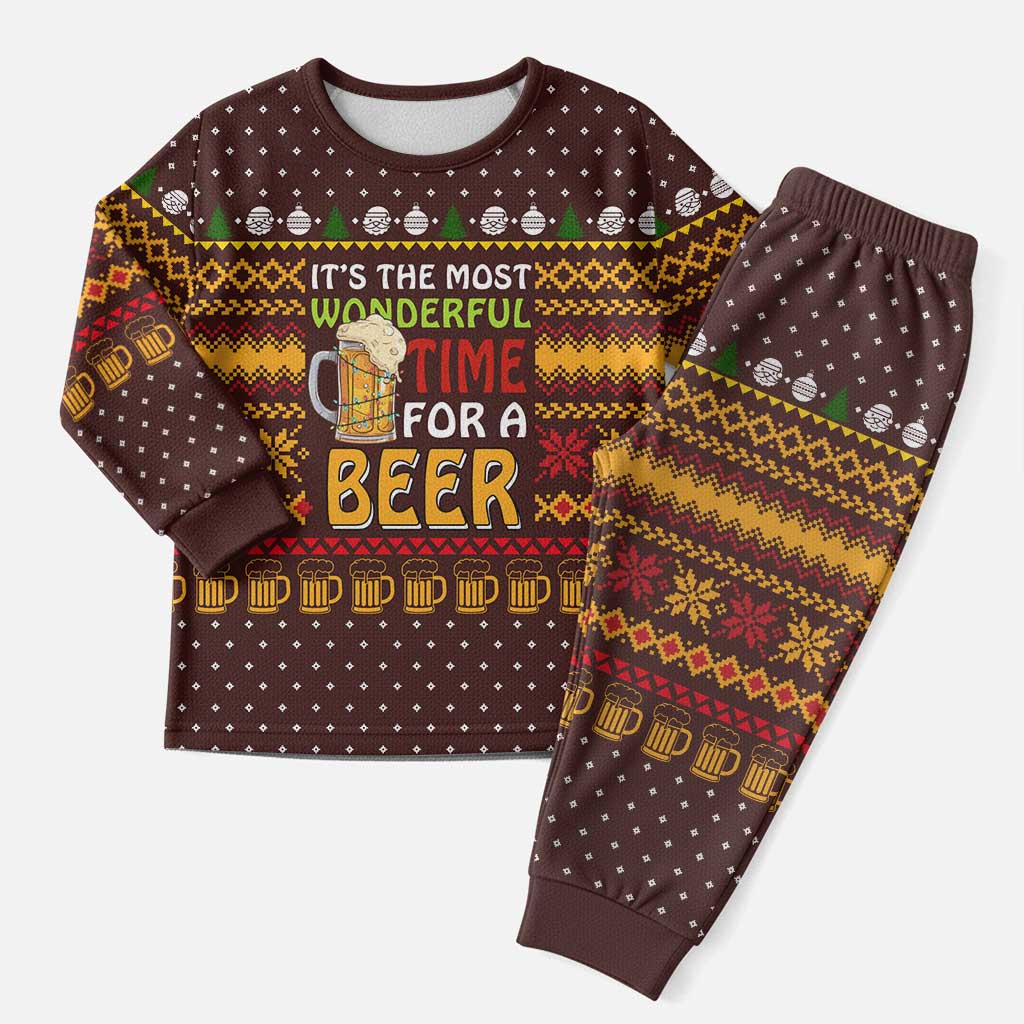 Christmas Its The Most Wonderful Time For A Beer Christmas Pajama Set Xmas Holiday Patterns - Wonder Print Shop