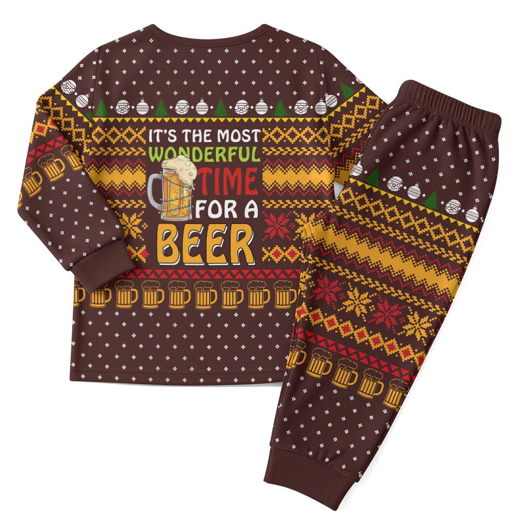 Christmas Its The Most Wonderful Time For A Beer Christmas Pajama Set Xmas Holiday Patterns - Wonder Print Shop