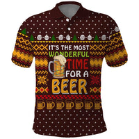 Christmas Its The Most Wonderful Time For A Beer Polo Shirt Xmas Holiday Patterns - Wonder Print Shop