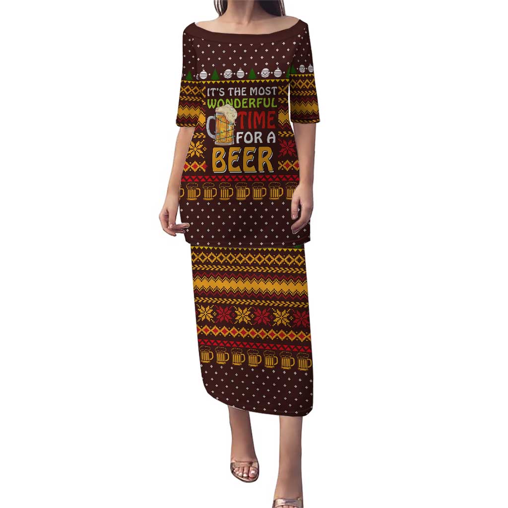 Christmas Its The Most Wonderful Time For A Beer Puletasi Xmas Holiday Patterns - Wonder Print Shop