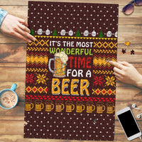 Christmas Its The Most Wonderful Time For A Beer Puzzle Xmas Holiday Patterns - Wonder Print Shop