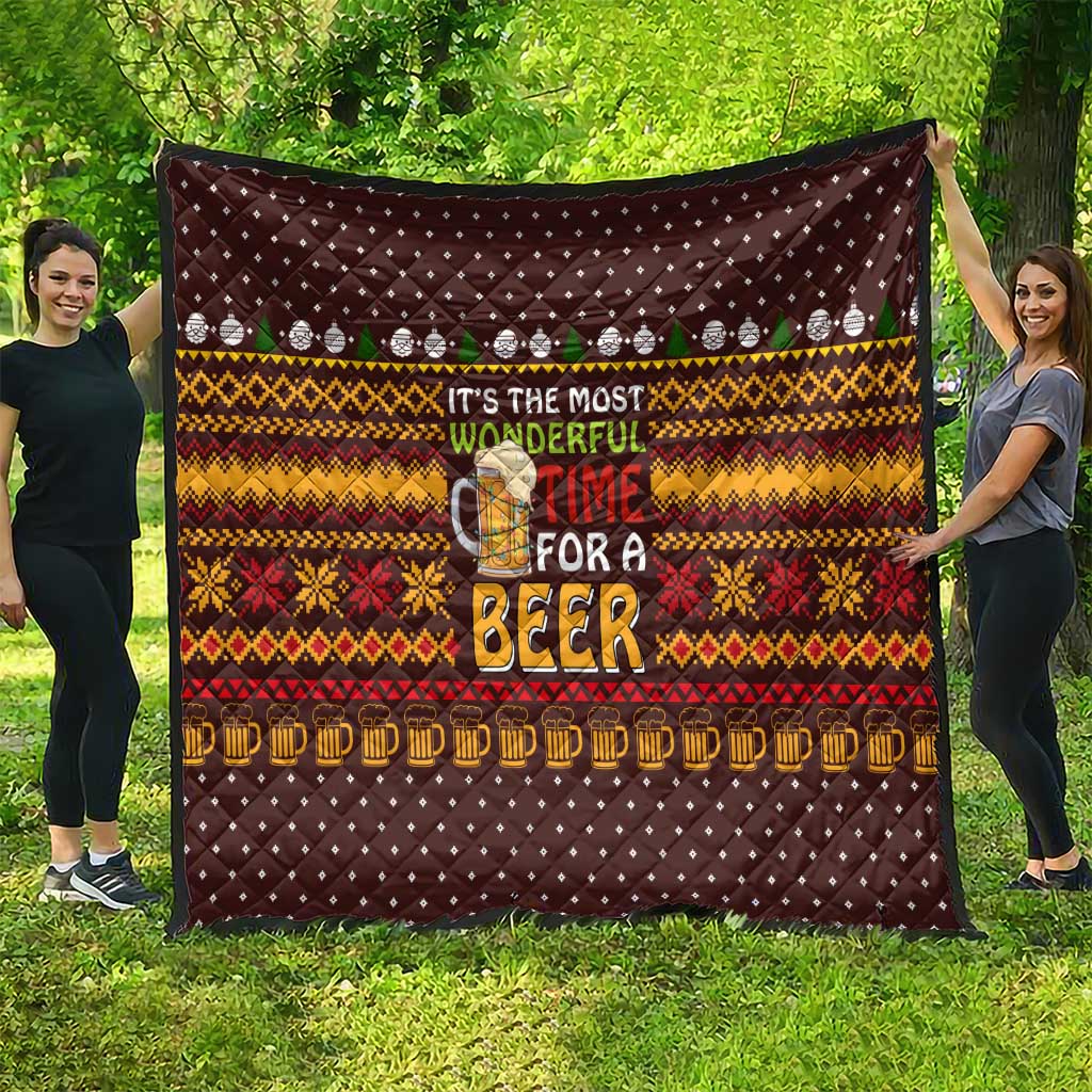 Christmas Its The Most Wonderful Time For A Beer Quilt Xmas Holiday Patterns - Wonder Print Shop