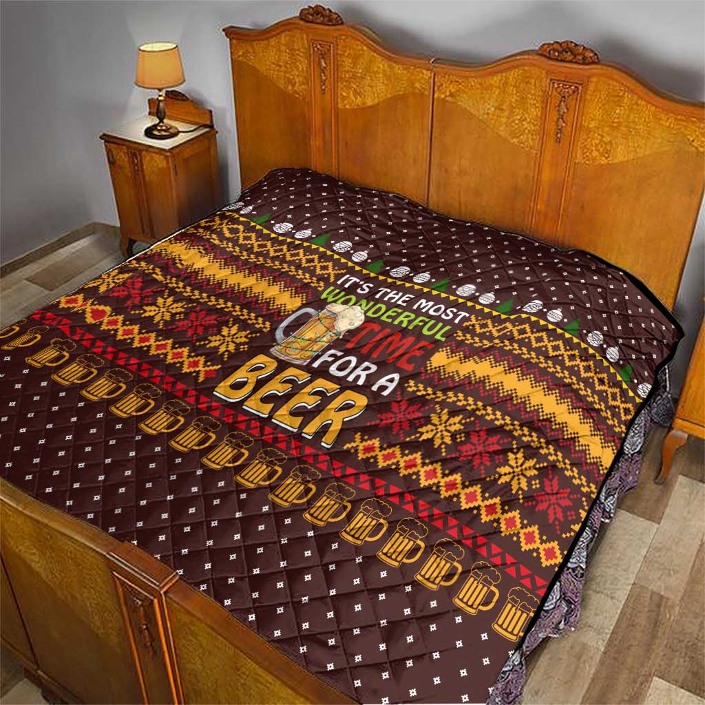 Christmas Its The Most Wonderful Time For A Beer Quilt Xmas Holiday Patterns - Wonder Print Shop