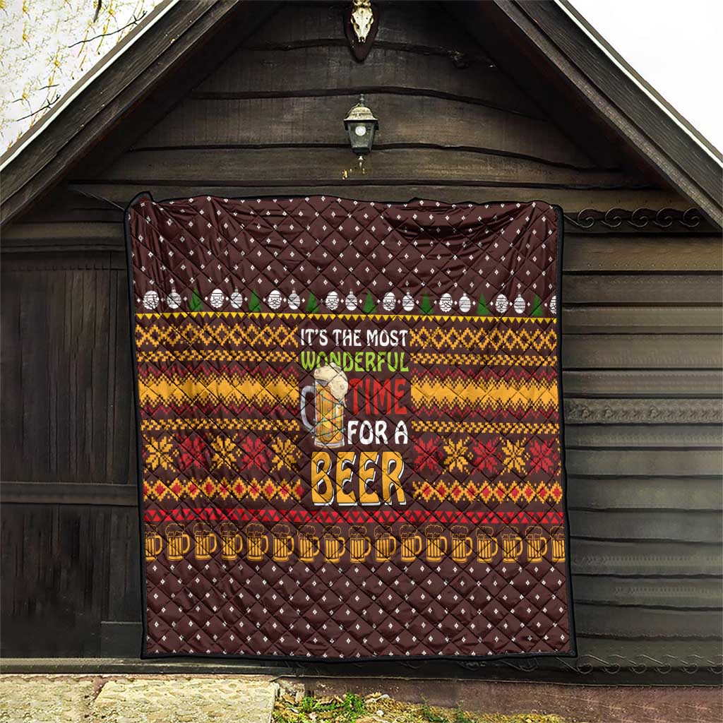 Christmas Its The Most Wonderful Time For A Beer Quilt Xmas Holiday Patterns - Wonder Print Shop
