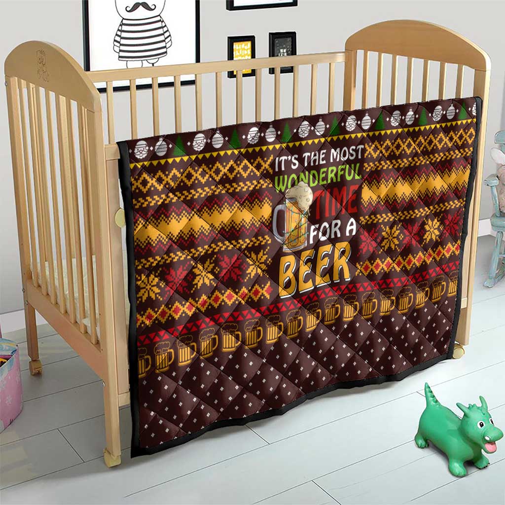 Christmas Its The Most Wonderful Time For A Beer Quilt Xmas Holiday Patterns - Wonder Print Shop