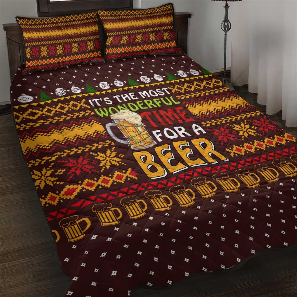 Christmas Its The Most Wonderful Time For A Beer Quilt Bed Set Xmas Holiday Patterns - Wonder Print Shop