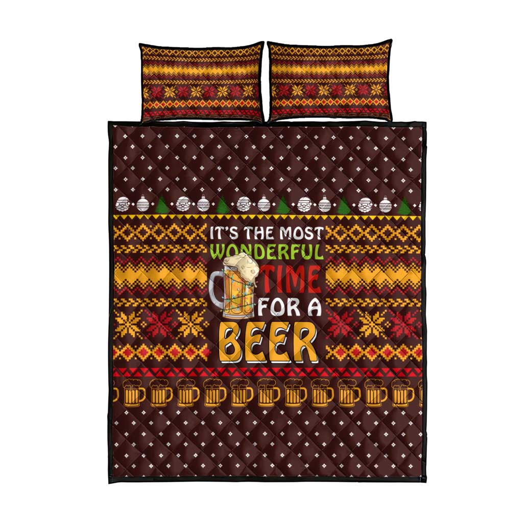 Christmas Its The Most Wonderful Time For A Beer Quilt Bed Set Xmas Holiday Patterns - Wonder Print Shop