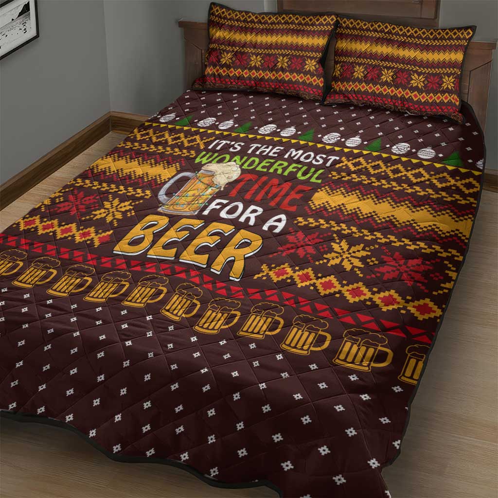 Christmas Its The Most Wonderful Time For A Beer Quilt Bed Set Xmas Holiday Patterns - Wonder Print Shop
