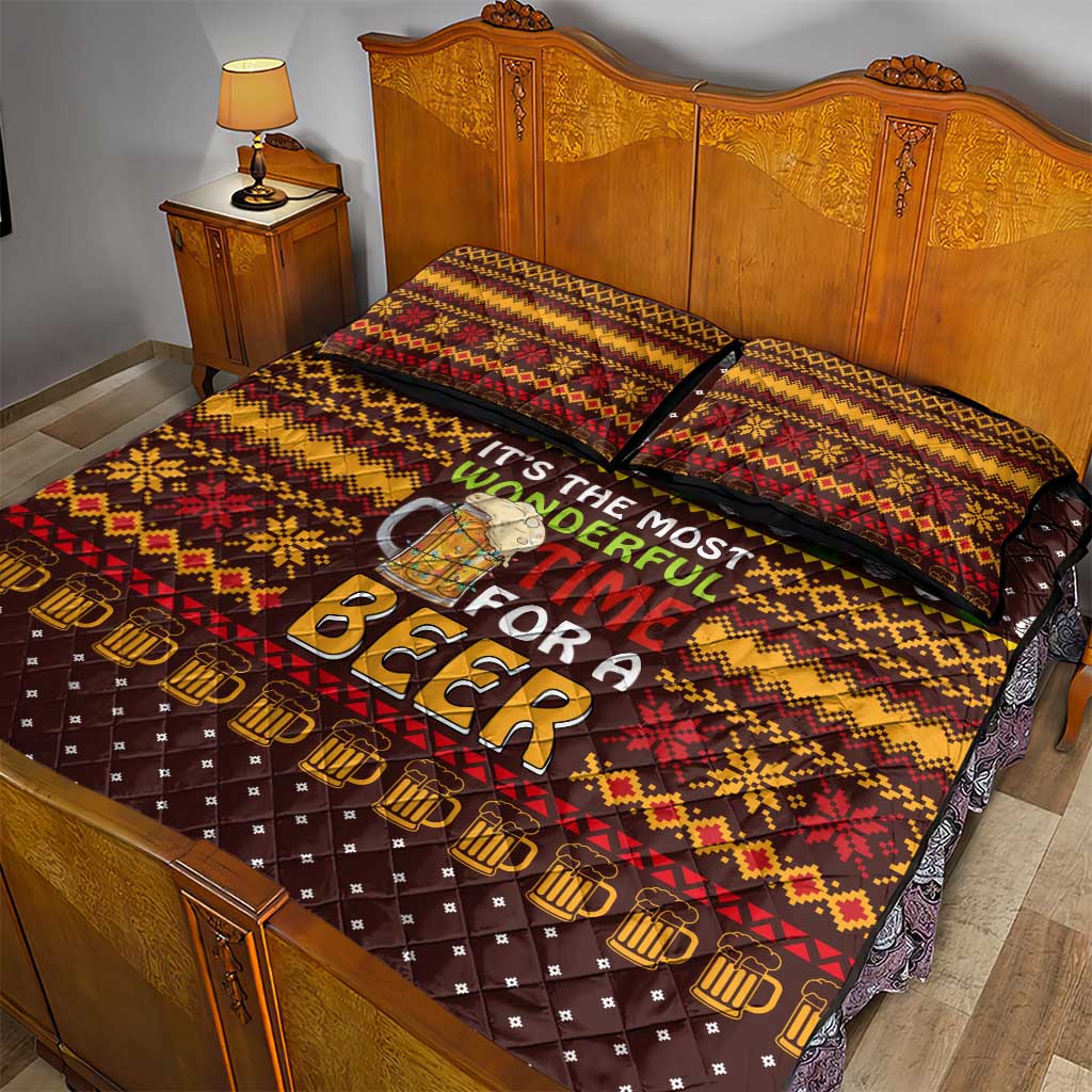 Christmas Its The Most Wonderful Time For A Beer Quilt Bed Set Xmas Holiday Patterns - Wonder Print Shop