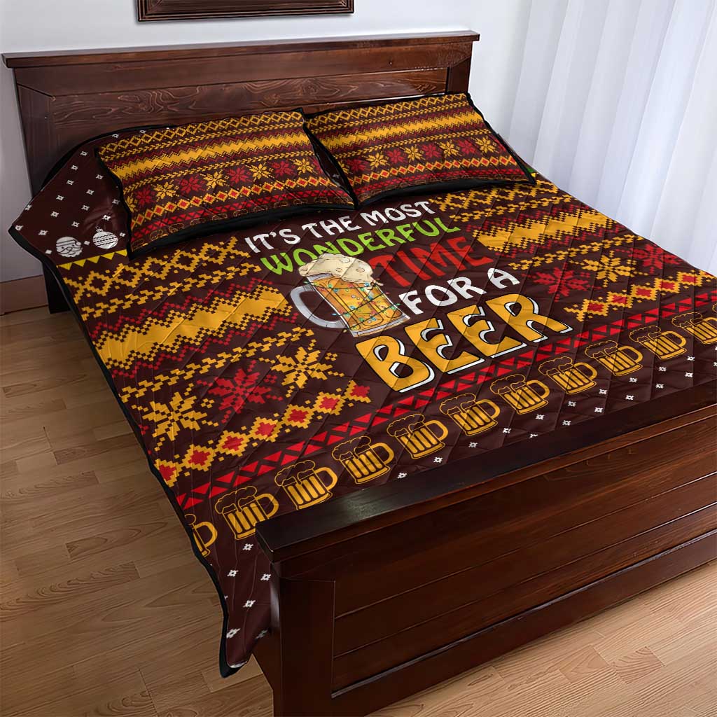 Christmas Its The Most Wonderful Time For A Beer Quilt Bed Set Xmas Holiday Patterns - Wonder Print Shop