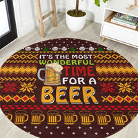 Christmas Its The Most Wonderful Time For A Beer Round Carpet Xmas Holiday Patterns - Wonder Print Shop