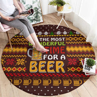 Christmas Its The Most Wonderful Time For A Beer Round Carpet Xmas Holiday Patterns - Wonder Print Shop