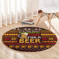 Christmas Its The Most Wonderful Time For A Beer Round Carpet Xmas Holiday Patterns - Wonder Print Shop