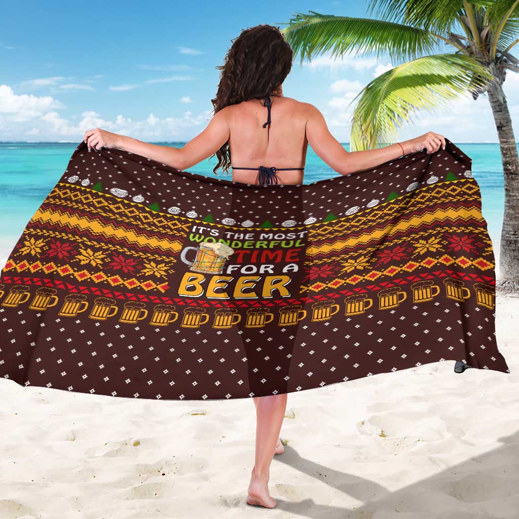 Christmas Its The Most Wonderful Time For A Beer Sarong Xmas Holiday Patterns - Wonder Print Shop